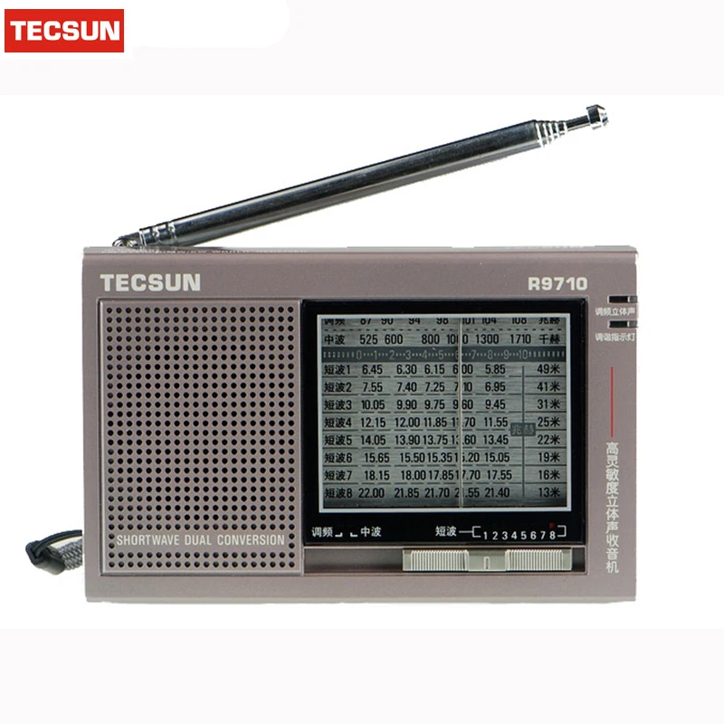 Розничная TECSUN R-9710 Радио FM/mw/sw Радио многополосный Радио приемник двойного преобразования внешних Телевизионные антенны Портативный аудио