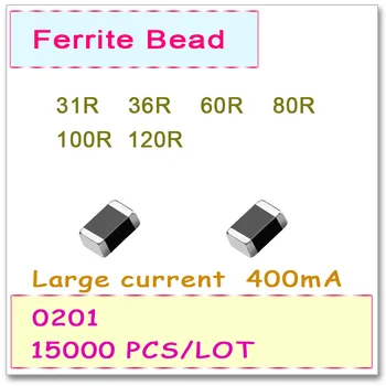 

JASNPROSMA 0201 100MHZ 15000PCS Large current SMD Ferrite Bead 31R 36R 60R 80R 100R 120R 25% SMD Bead OHM FB High quality