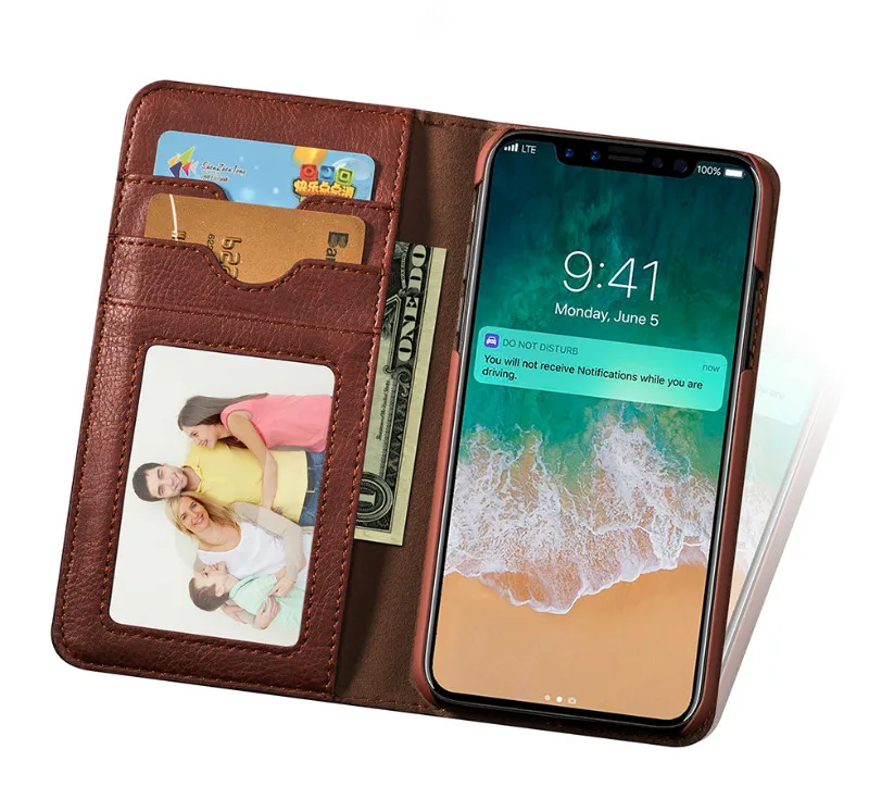 For Iphone XR Case Dark Brown Coque For Iphone X XS Max Luxury Cases With Card Slots Shell Covers For Iphone 8 8plus 7 6S x 10 (4)