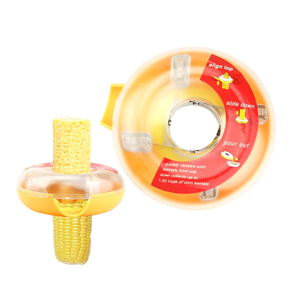 

Corn Peeler Circular Metal Blade Strips Corn Cob Cleanly Corn Thresher Tool Plastic Container With Pouring Spout Catches Kernals