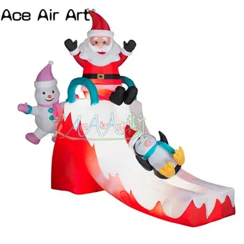 

Happy Christmas santa/penguins/snowman/inflatable slide Christmas family package toy inflatable decor