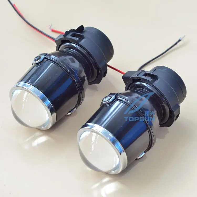 Car head fog lamp Universal Projector Fog Lens with H3 55W Halogen Bulbs Free shippingfog lens