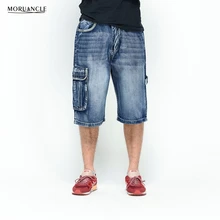 MORUANCLE мужские мешковатые брюки "Карго" шорты для бега хип-хоп джинсовые шорты мужские Мульти Карманы Свободные джинсы для скейтборда шорты плюс размер 30-46
