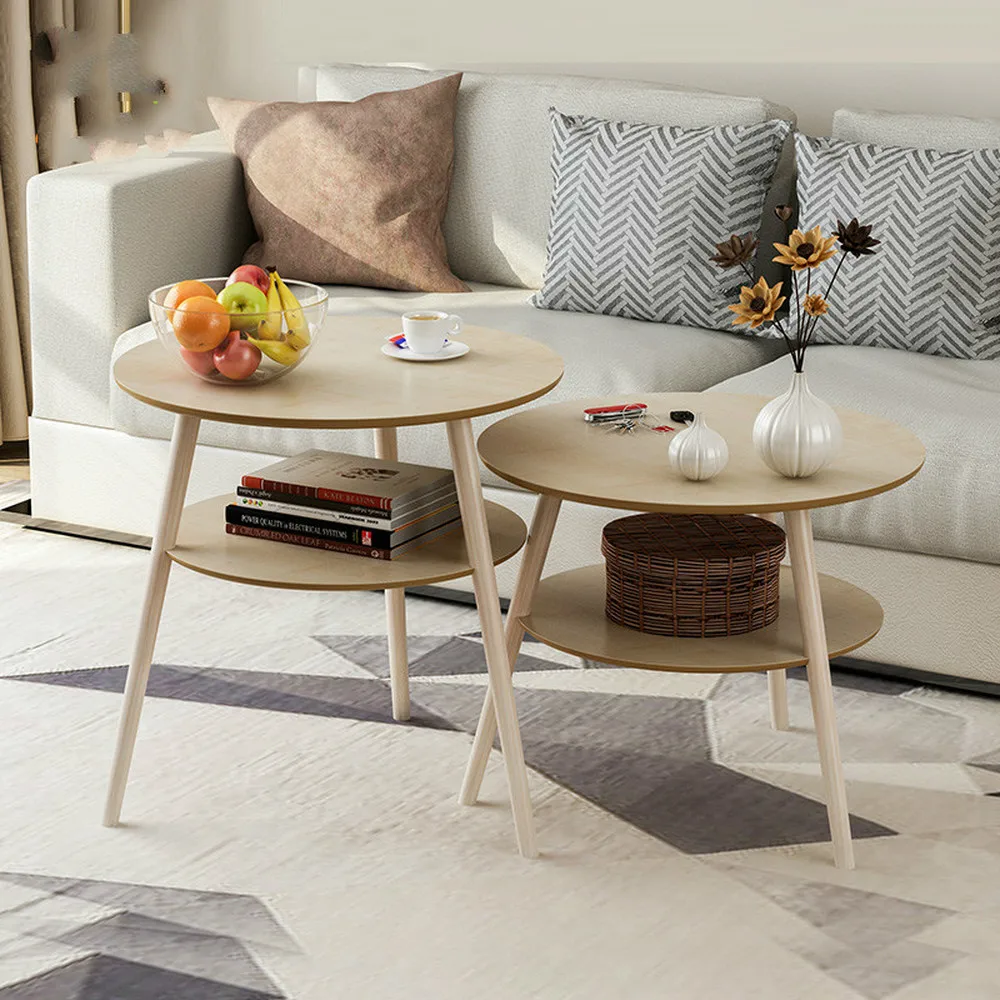 Nordic Simple Coffee Table Solid Wood Round Side Table Bedroom Mini Bedside Table European Sofa Corner LM01041134