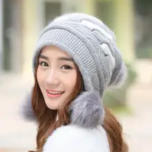 GBCNYIER зимняя шапка женская теплая шапка с кроликом вязаный двойной колпачок на холодную осень женская Повседневная зимняя шапка