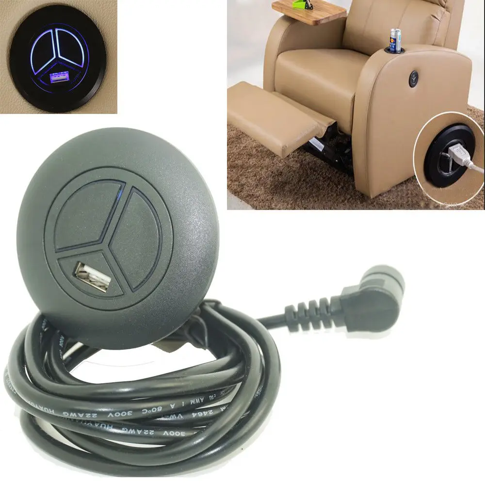 Electric Recliner Sofa Lift Chair 2 Button Switch Remote Control USB Charger LED 