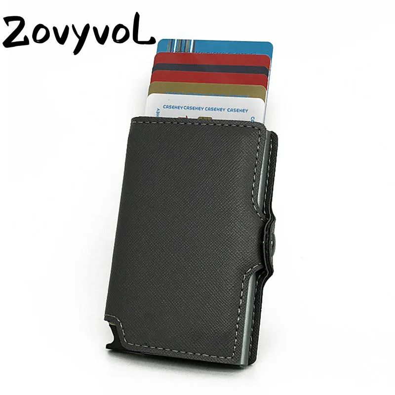 

ZOVYVOL 2019 New Men Credit Card Holder Fashion Metal Card Holder With RFID Card Case Automatic Money Cash Clip Mini Wallet