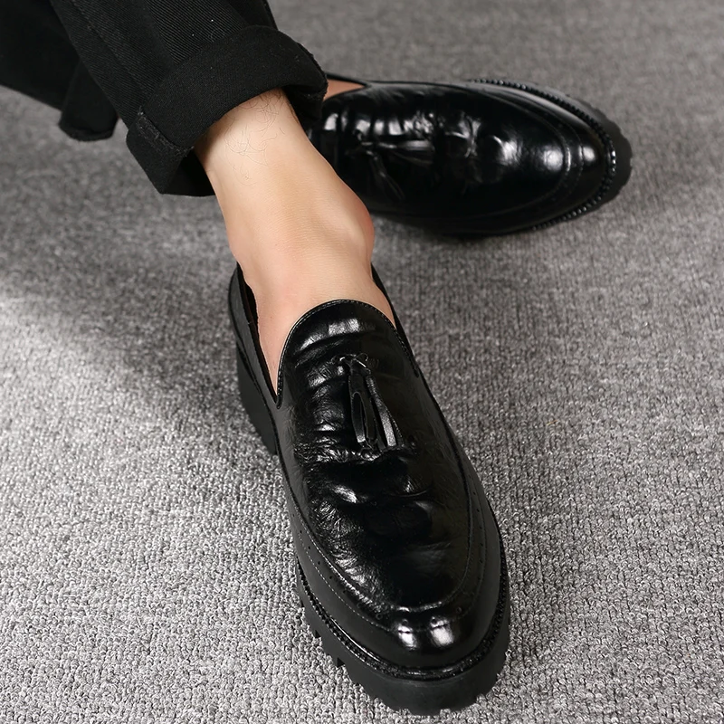 men fashion shoes leather luxury brand italian formal tassel dress footwear designer snake skin platform oxford shoes for men (52)