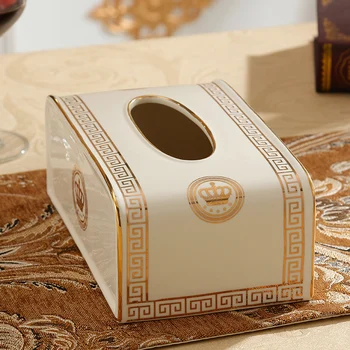 

10" Tissue box ceramic table tissue boxes Removable tissue paper box living room decorations