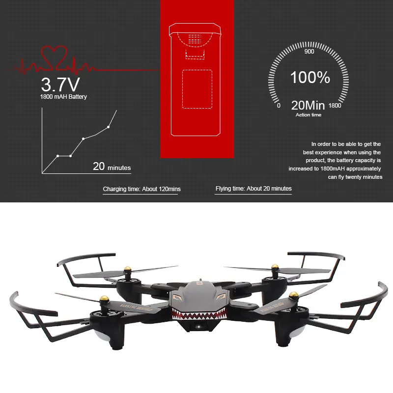 Складной селфи Дрон VISUO XS809S с широкоугольной HD камерой 2 Мп Wi Fi FPV XS809HW улучшенный