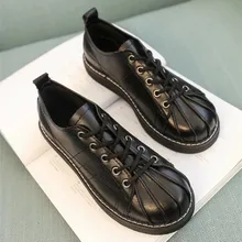 Г. весенний Чехол женский носок оксфорды женская обувь на шнуровке Мокасины с круглым носком на плоской подошве Рабочая обувь