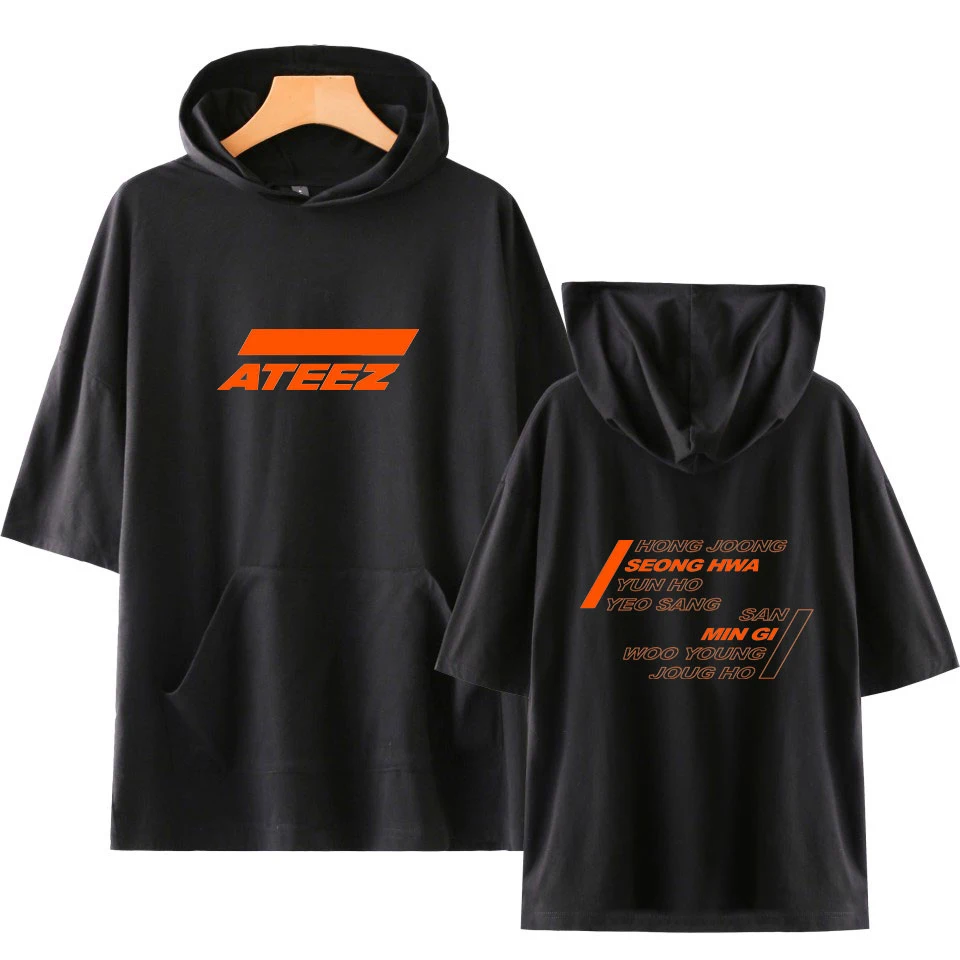 Мужские и женские футболки FADUN TOMMY 2019 ATEEZ с капюшоном однотонные летняя модная