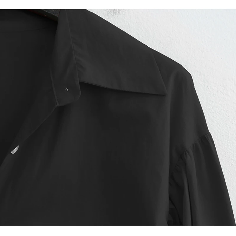 LANMREM весенне-летняя женская рубашка, новая модная повседневная женская Свободная рубашка с длинным рукавом и отворотом, однотонный топ TC173