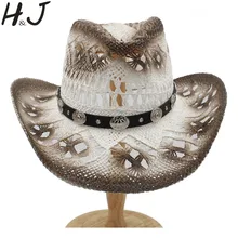 Для женщин Для мужчин западная ковбойская шляпа с кожи в стиле «панк» повязка на голову ручной работы переплетения; пляжные кепки для защиты от солнца сомбреро Женская Ковбойская шляпа Размеры 58 см A0066