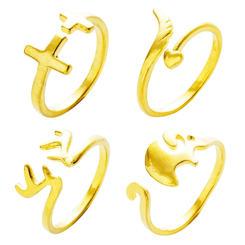 

Simple Gold Color Finger Rings For Women Anillos Vintage Jewelry real 24K gold Retro Knuckle Ring Silver Male anel masculino