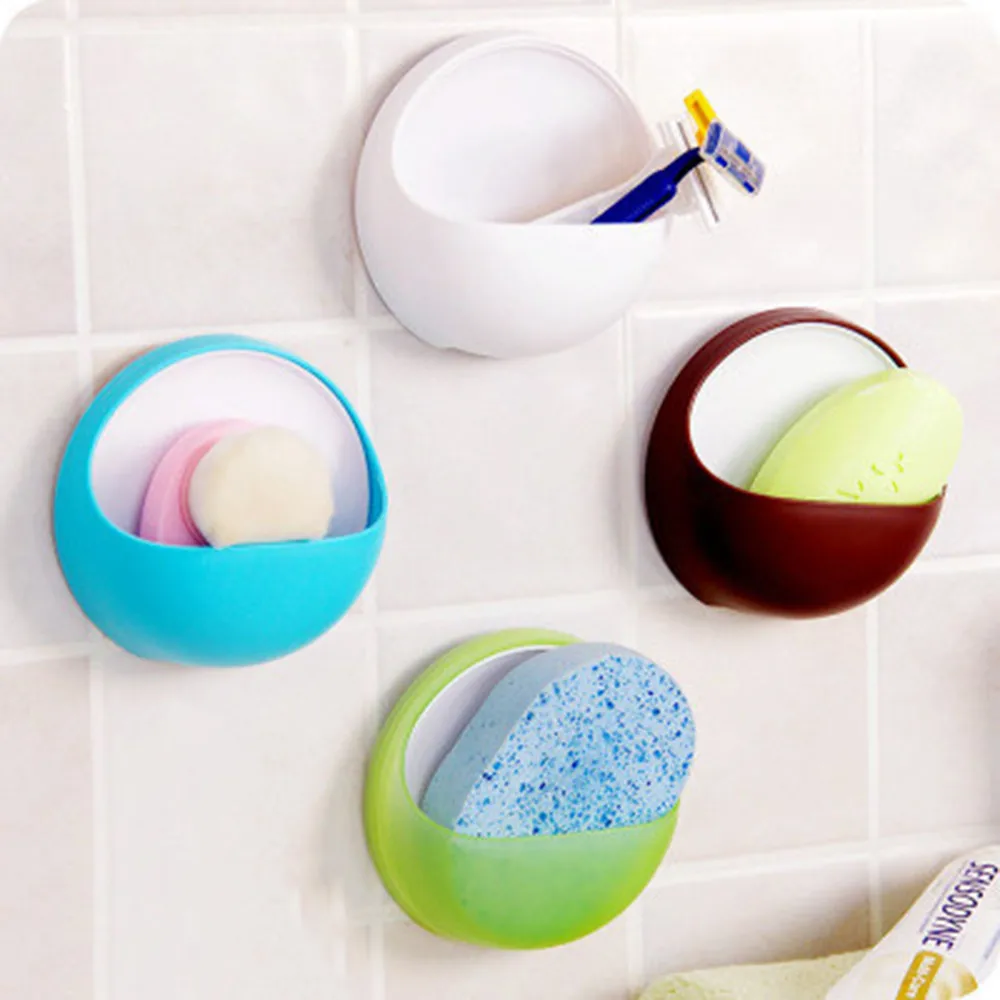 

New Qualified Plastic Storage Box Suction Cup Soap Toothbrush Box Dish Holder Bathroom Shower Accessory Dropship