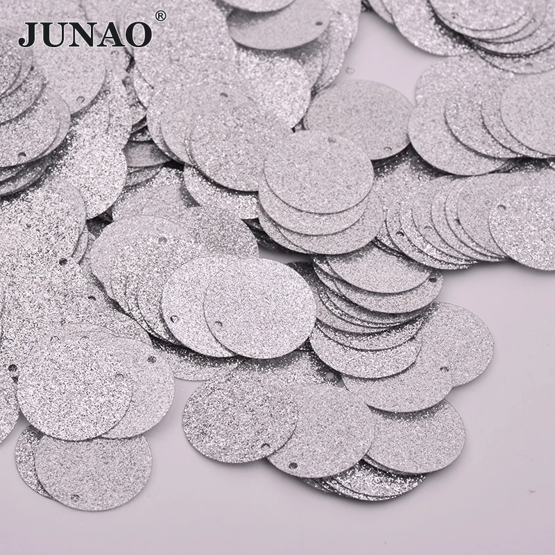 

JUNAO 20g 18mm Silver Gold Color Big Round Sequins Pendant Scrub Earring Charm Flat Paillette Hanging Clothes Sequins Applique