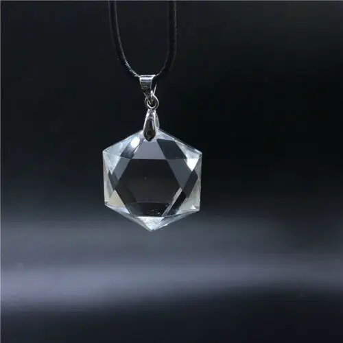 

Hexagon Pendant - Natural Clear Quartz Crystal 3D Hexagon / Star of David 2pc