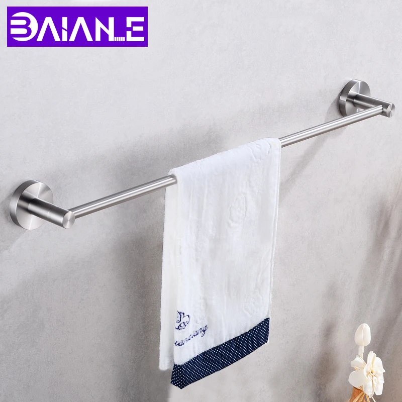Stainless Steel Single Towel Bar Rail Rack Holder Rod Bathroom Wall Mounted New 