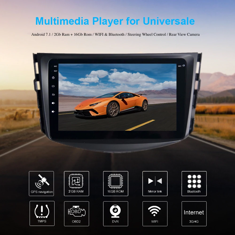 " 1 din автомагнитола gps Android для Toyota RAV4 Navi 2009 2010 2011 2012 авто стерео USB AUX wifi BT HDMI управление рулем