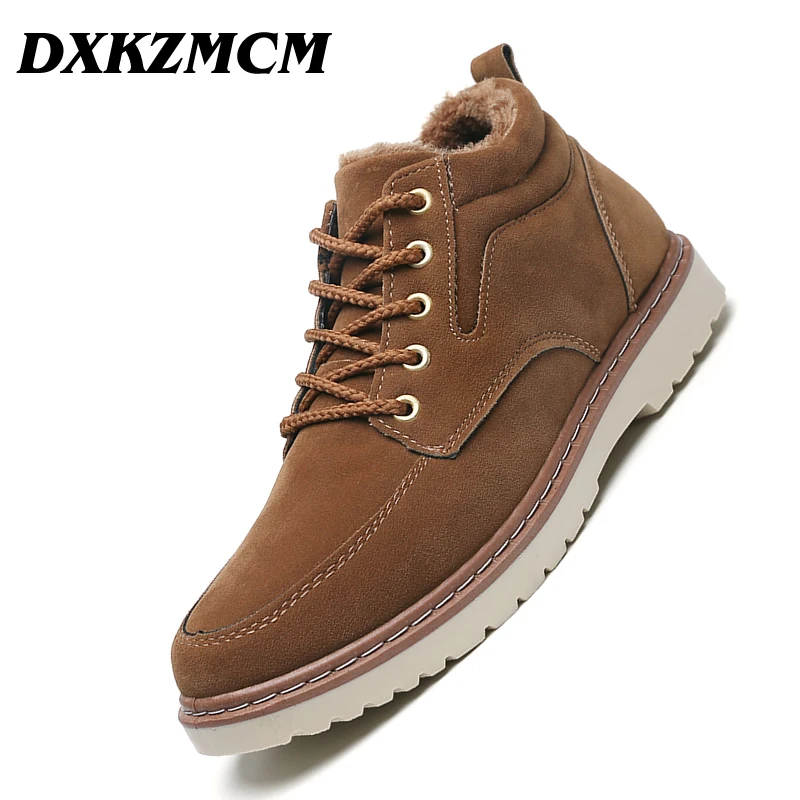 DXKZMCM Super Warm Men's Winter Suede Leather Ankle Boots Men Autumn Snow Leisure Mens Shoes |