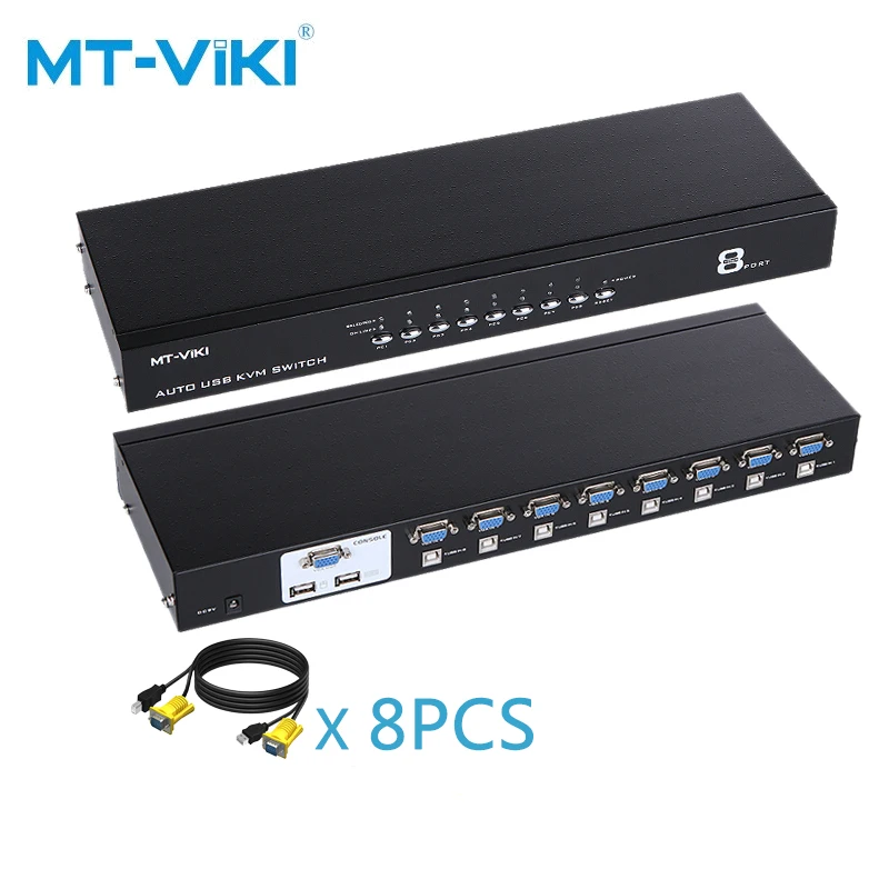 

MT-VIKI 8 Ports Automatische USB 2.0 KVM-SWITCH 8 hosts share 1 monitor Mouse and keyboard sharing MT-2108UL