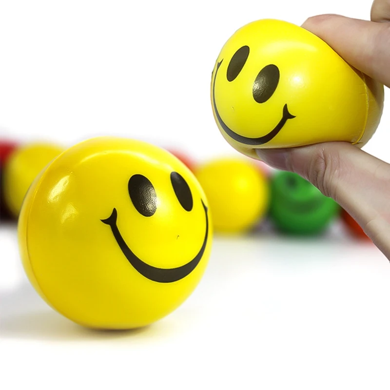 

2Pcs Color Random Soft Anti stress Balls Toys Outdoor Activities Fun Sports Train Dog Pet PU Elastic Smile Face Balls Kids Toys
