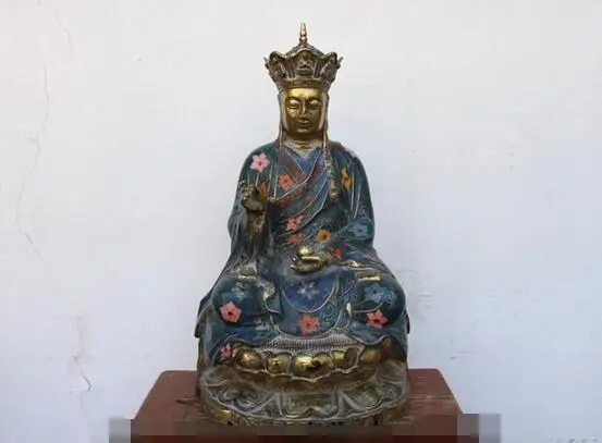 

China Buddhism Bronze Cloisonne Xuanzang Kshitigarbha Jizo Buddha Statue