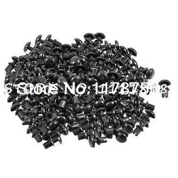 

300 Pcs Black Nylon 2.6mm Bottom Dia Push Clips Rivets Fasteners R2632