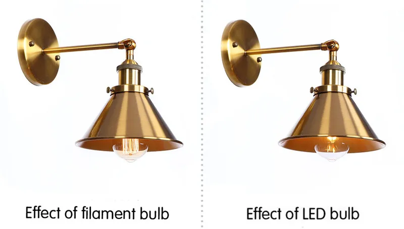 Лофт Стиль бронза Утюг бра Эдисон промышленного Винтаж светодиодный настенный светильник простой настройки прикроватные бра Освещение в