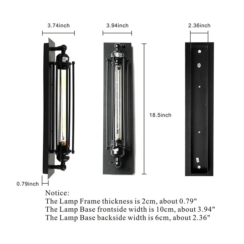 Cena Retro czarny flet ścienny świecznik, antyczna lampa stylu industrialnym lampa metalowa na ścianę w korytarzu oświetlenie korytarz balkon galeria