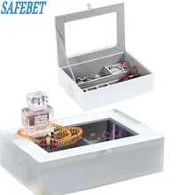 SAFEBET Брендовые женские шкатулка творческий Европейский Стиль Desktop ящик для хранения ювелирных изделий складной Стекло Подарочная коробка Косметические контейнер