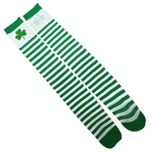 День Святого Патрика, зеленые гольфы для взрослых, в полоску, с клевером, женские носки в стиле хараджуку#25
