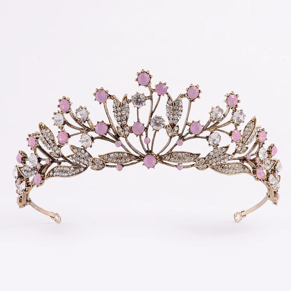 

Vintage Wedding crown queen bridal Tiaras leaf bride crystal princess crown headband Bridal Hair Ornaments jewelry diadem