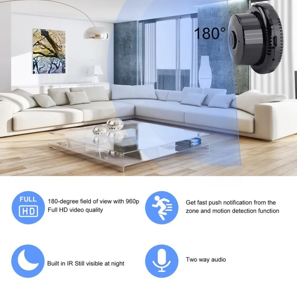 

720P WiFi IP Camera IR Night Vision Two-way Audio Wide Angle Smart Home Security Cam Support Motion Detection