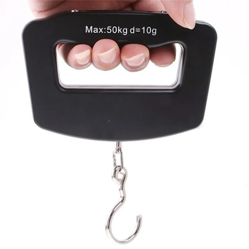 Portable Precision Portable Lanyard Scale Express Scale Parcel Scale Blue Backlit LED Display Trolley Case Scale 50Kg*10g black