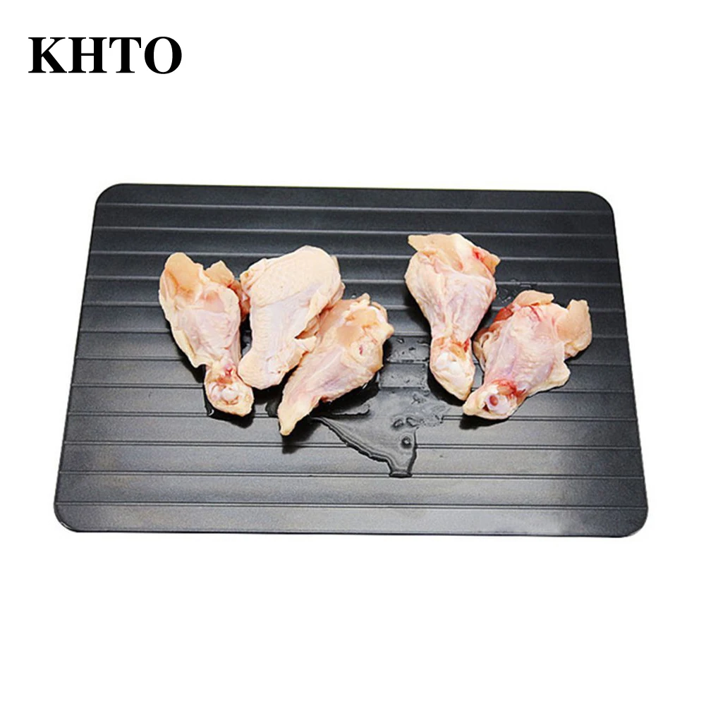 KHTO Black Defrost Tray The Quickest and Safest Way to Thaw Meat and Frozen Food Electricity Chemicals Microwave KHTO Black Defrost Tray The Quickest and Safest Way to Thaw Meat and Frozen Food Electricity Chemicals Microwave
