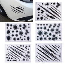 Car-styling Stickers Funny Decal 3D Bullet Hole Scratch Graphics Auto Decoration mobile 3d graphics