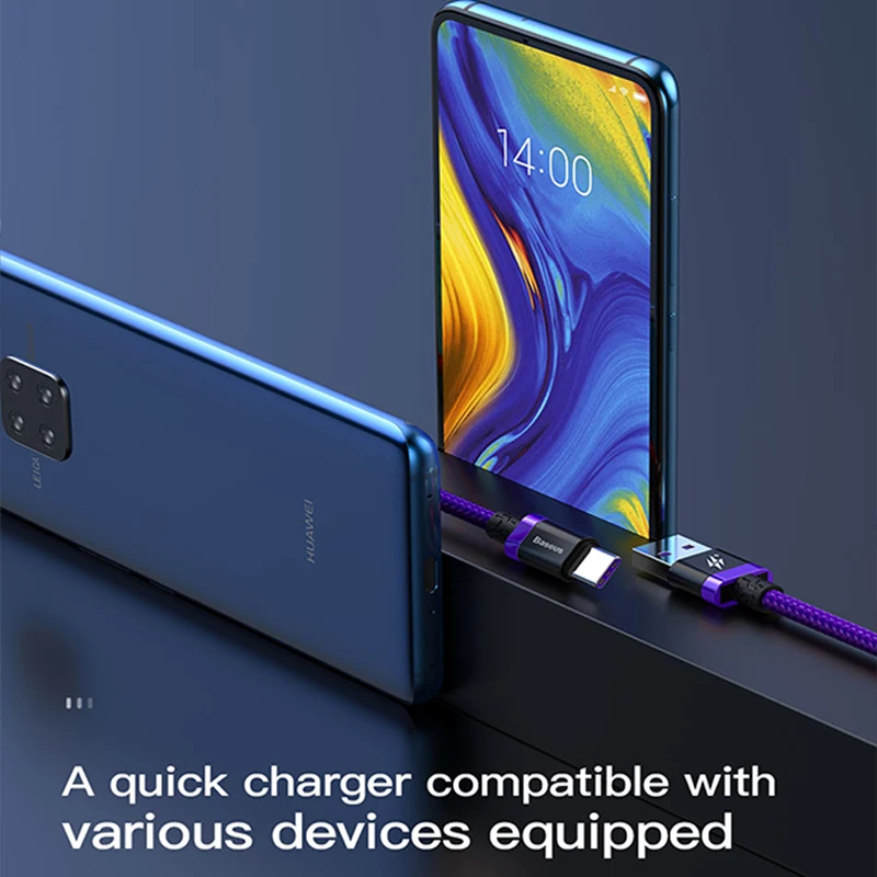 Baseus 5A Flash Supercharge usb type C кабель для huawei P20 Pro mate 20 Quick Charge type C зарядный кабель для Xiaomi Note 7