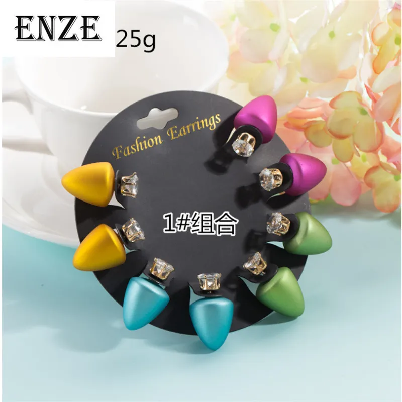 ENZE Free Shipping fashion Women's Accessories 4 / set of candy cone type two-sided earrings combination jewelry wholesale | Украшения