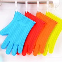 1 партия = 1 пара = 2 шт. силиконовые перчатки для барбекю перчатки для приготовления пищи гриль кухонная гриля духовка горшок рукавицы Прихватка кухонная посуда NL951