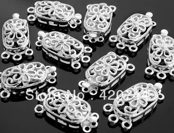 

50pcs/Lot Silver Plated Bracelet Clasp Push in Buckle 0.6X0.4" FASHION