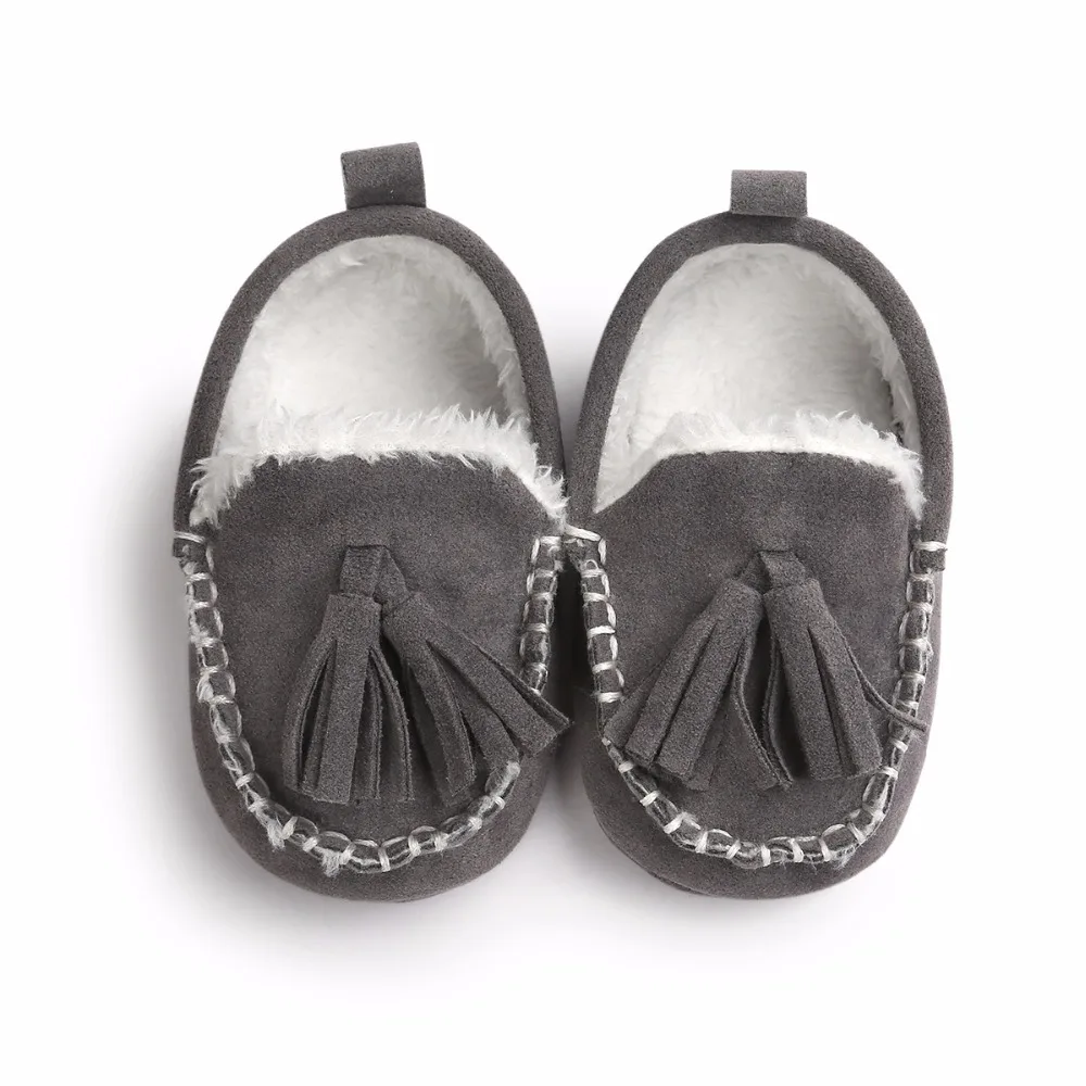 Милые новорожденных кисточкой дизайн обувь для малышей теплые зимние мягкая подошва хлопок обувь для мальчика Новое поступление 2018 года