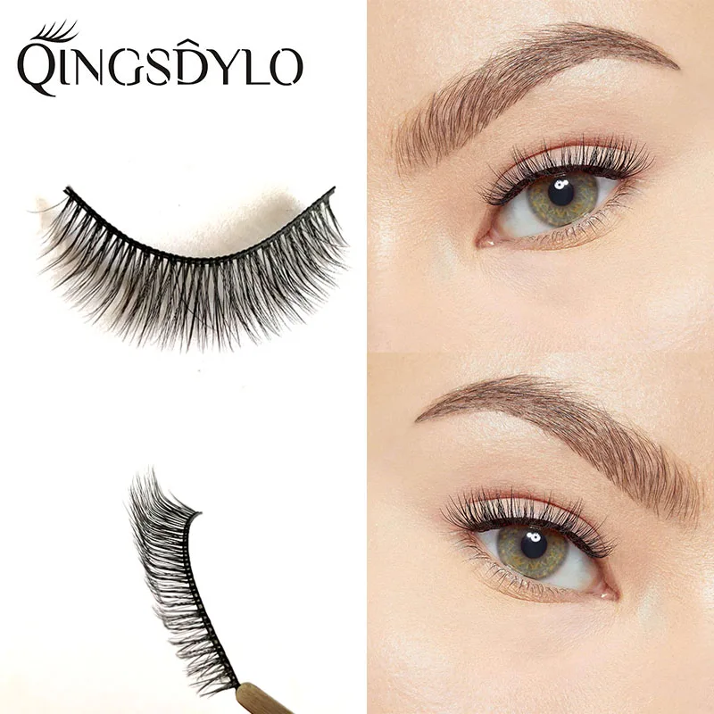

3D False Eyelashes Handmade Natural Silk Lashes Lightweight and Reusable Glamour Volume 3D Layered Effect Lashes Extension