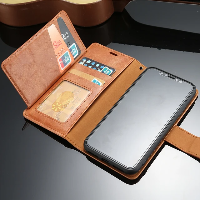 Cheap Luxury Vintage Leather Wallet Case For iPhone X 10 6 6s 7 8 Plus Card Book Flip Cover Magnetic Buckle For iPhone XS Max XR Case