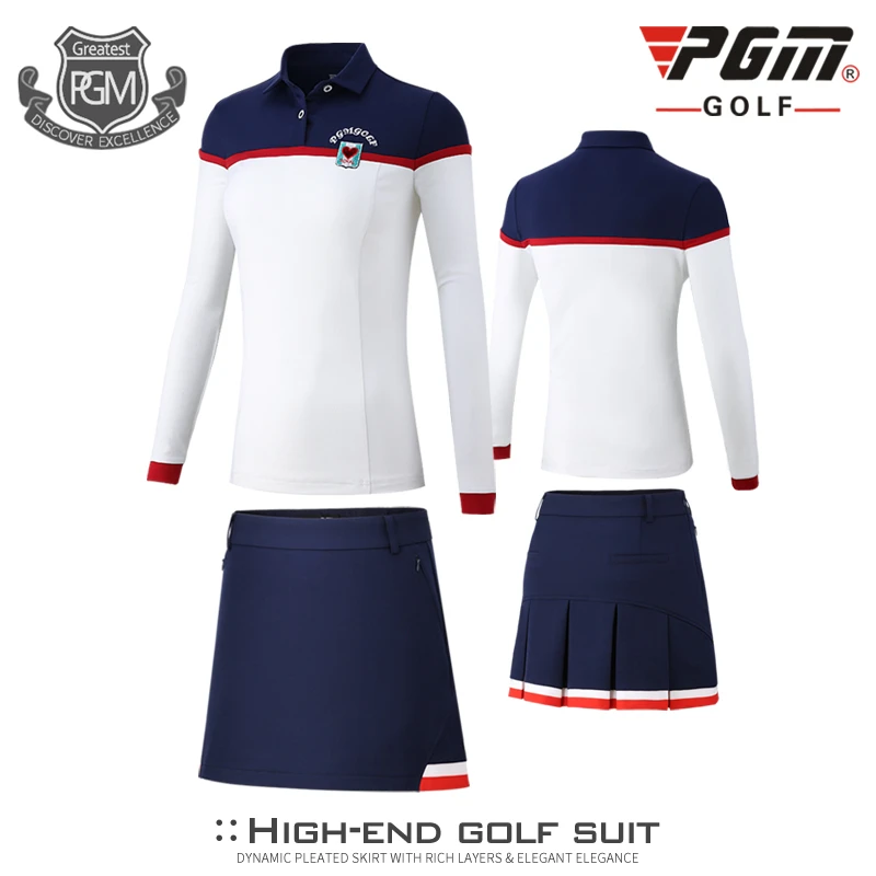 

2019 Lastest Pgm Golf Skirts Suits Women Soft Short Shirt Comfortable Breathable Elastic Sportswear Tennis Clothing Sets D0500