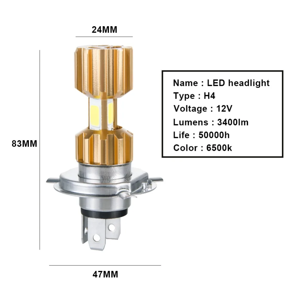 Foxcncar LED H4 COB 6500K фары для мотоцикла лампы 12V 24V мотоцикл велосипед мопед скутер