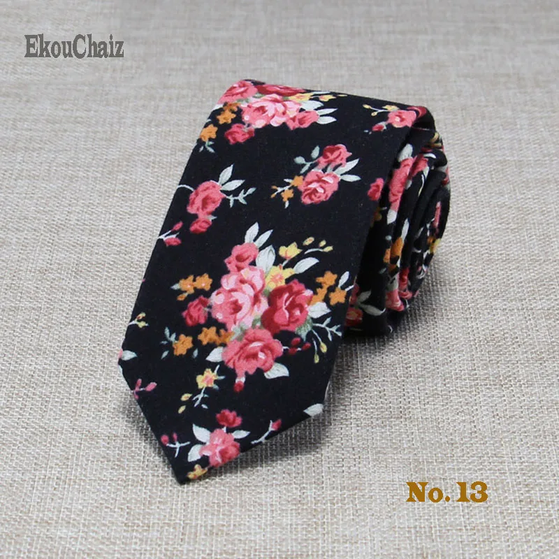 Модные мужские галстуки дизайнерские корбаты гравата, тонкий Цветочный Тощий Галстук Свадебный мужской подарок хлопок досуг Cravatta Cravatte Pour Homme - Цвет: 13