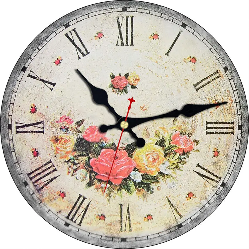 Потертый шик, Мэрилин Монро настенные часы, винтажные настенные часы, настенные часы домашний декор, настенные часы подарок - Цвет: Flower Wall Clock 17