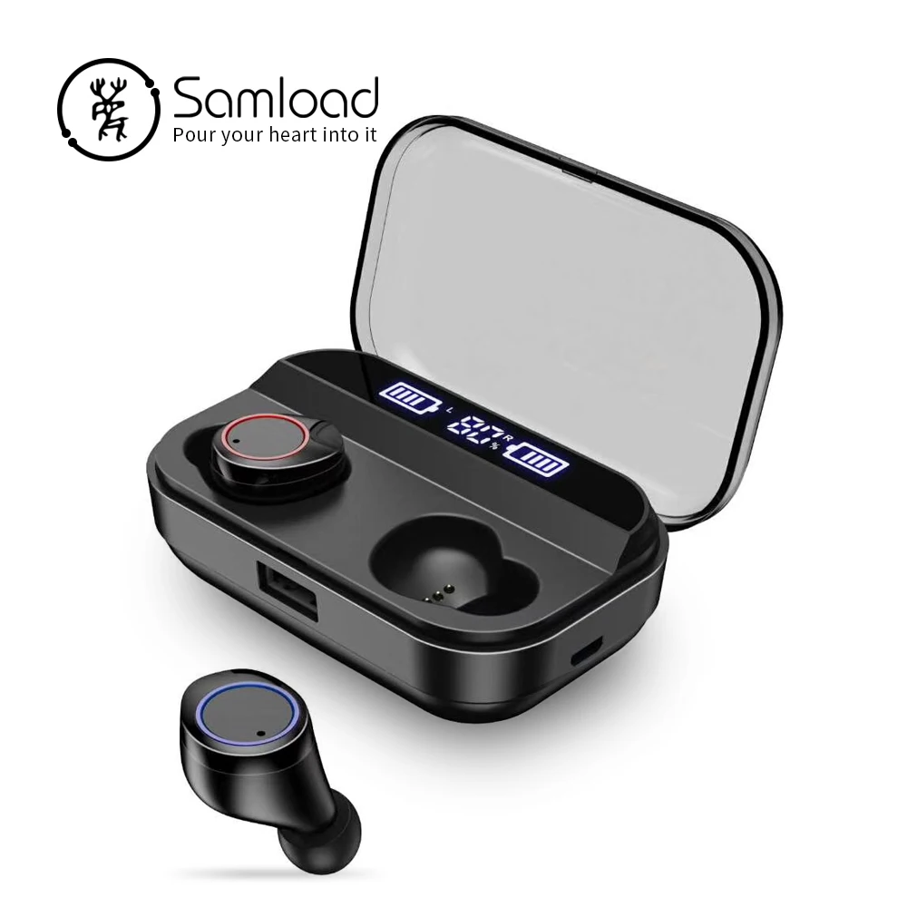 

Samload Bluetooth 5.0 Headphone TWS Wireless Stereo Earphones HIFI Earbud with Digital Display 2600mAH Charging Box for iPhone X